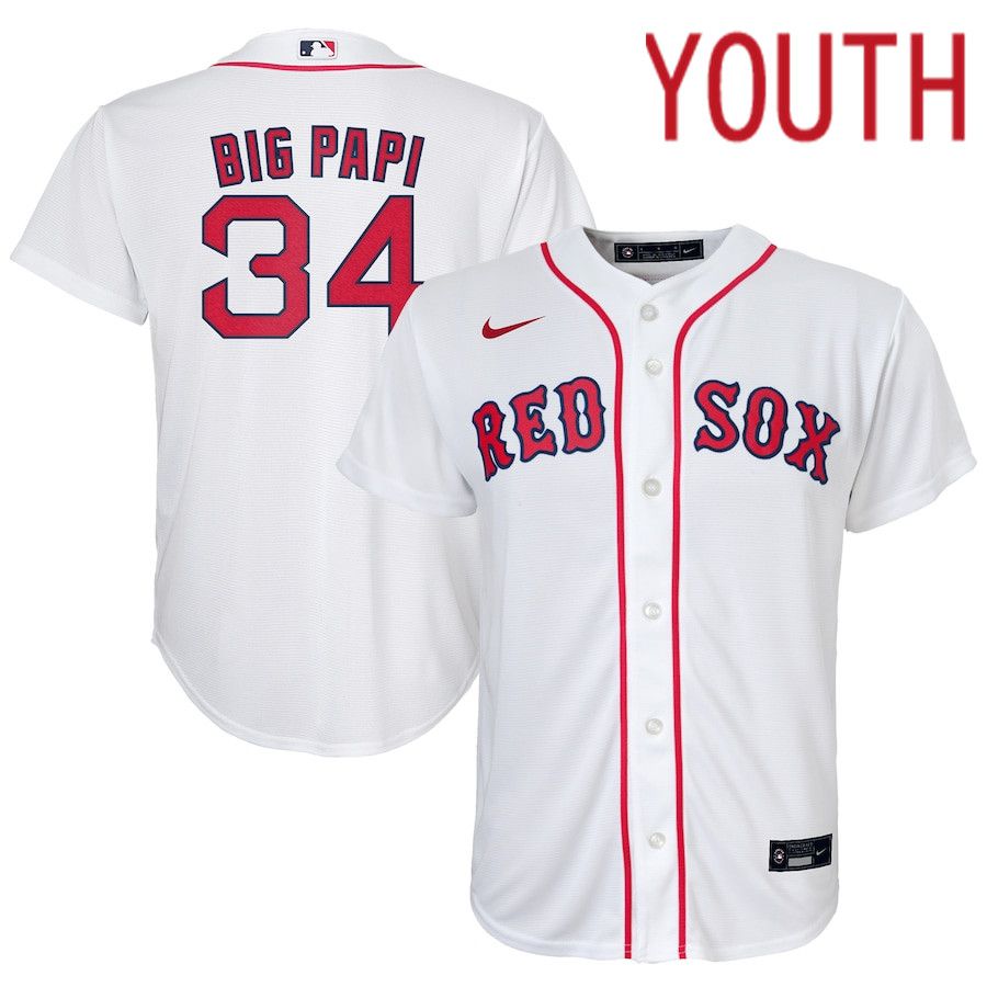 Youth Boston Red Sox #34 David Ortiz Nike White Replica Player MLB Jersey->youth mlb jersey->Youth Jersey